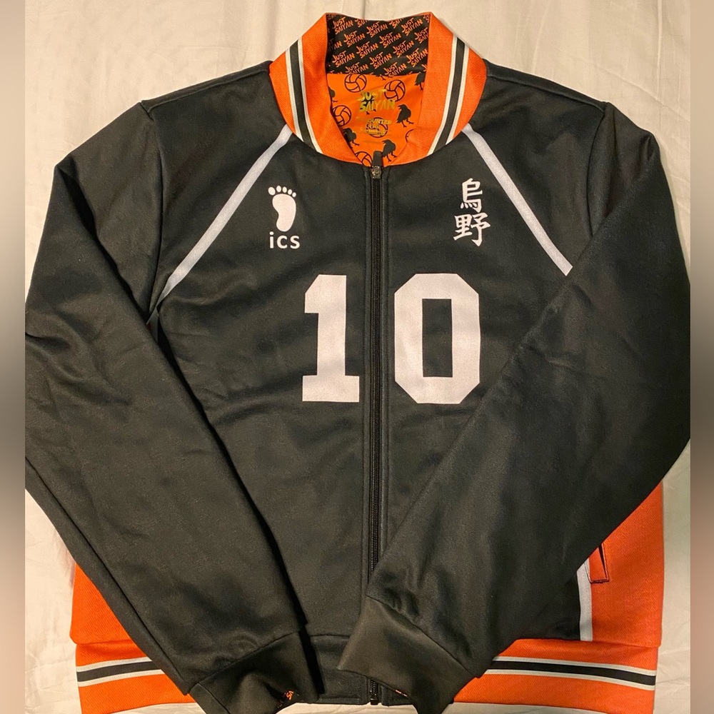 Haikyu Hinata #10 bomber jacket, Size M Orange, Dark Blue White. Just Saiyan.
